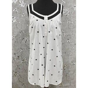 SoieRose 100% Cotton Victorian Nightgown – Polka Dot Sleeveless Nightie SR-1199